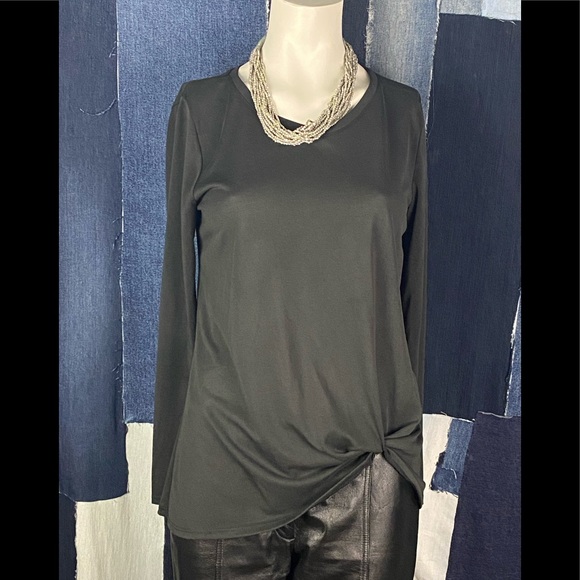 Green Envelope Los Angeles Front Knotted Long Sleeve Blouse Sz S - Picture 1 of 6